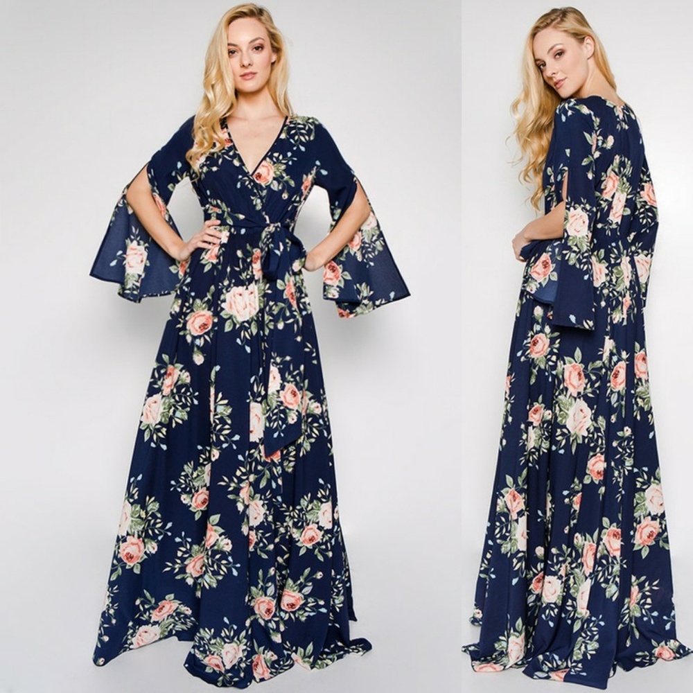 Navy Floral Maxi Dress